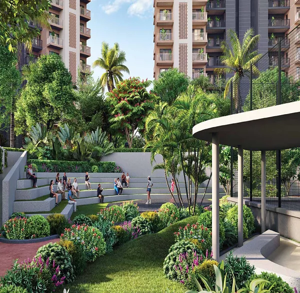 Landscaped garden area inside Sobha Sector 63A luxury residential apartment complex